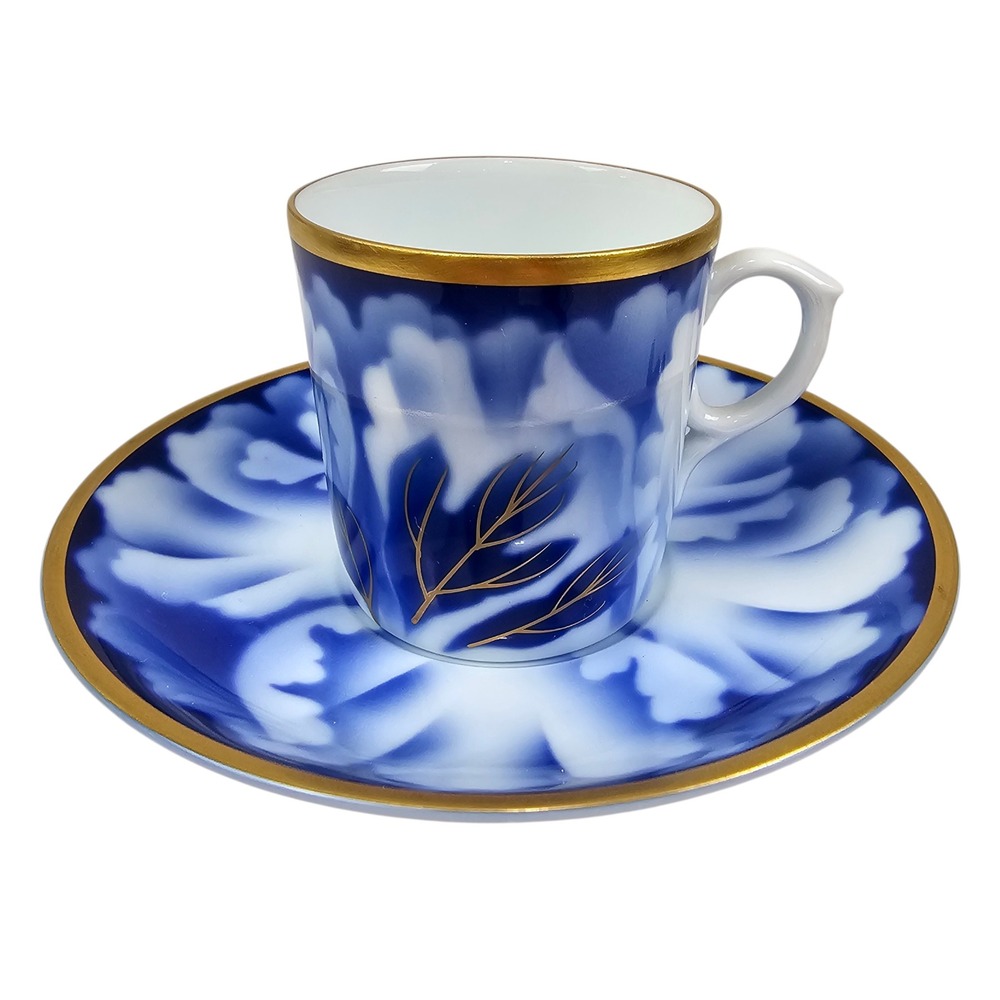 Fukagawa Arita Porcelain Cup Saucer Set Cobalt‎ Blue Gold Danbury Mint Japan